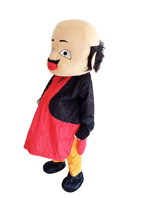 BookMyCostume Fat & Samosa-Loving Indian Cartoon Character Mascot Costume For Theme Birthday Party & Events|Adults|Full Size Adults | Red & Yellow